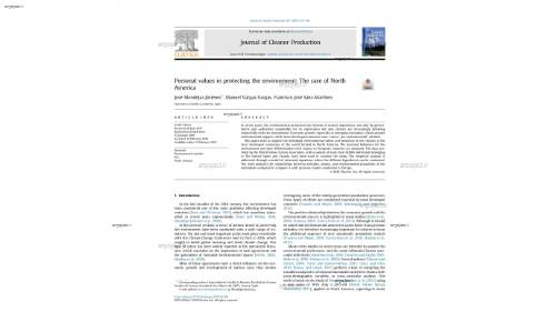 Personal values in protecting the environment: The case of North America